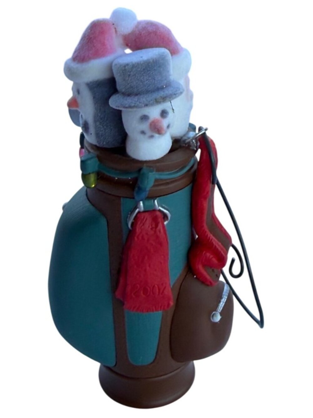 2002 Hallmark Keepsake Ornament "Tees the Season" Golf Bag w/Snowman Club Covers